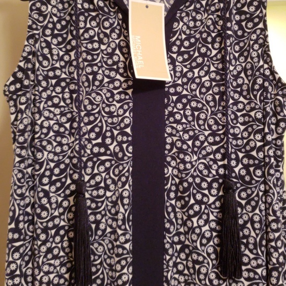 🔥NWT Michael Kors dress, navy/white print. XS. - Picture 4 of 6